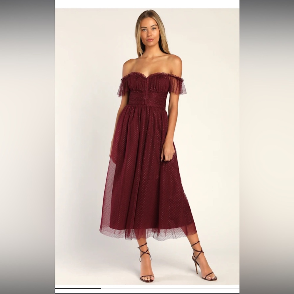 Lulu’s Regal Radiance Tulle Bustier Midi Dress